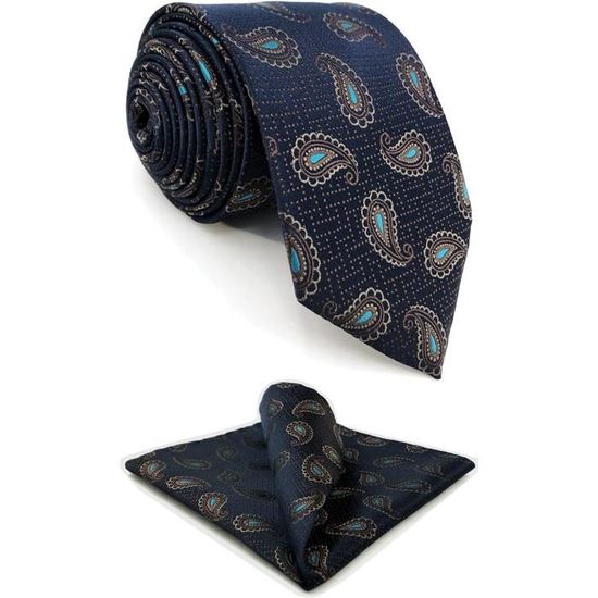 S&W SHLAX&WING Herenstropdas Tie Paisley Navy Orange Silk Designer Classic