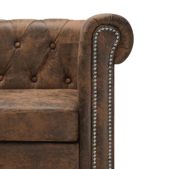 Canapé Chesterfield L En Cuir Synthétique Blanc - NEUF