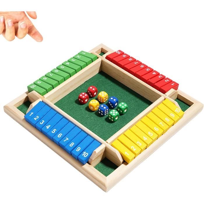 Mini Shut The Box - Jeu De Société 4 Joueurs En Bois - Plateau 22,5 Cm - Dès 3 Ans - Soirées KTV, Bar, Famille