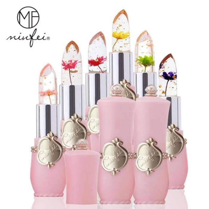 【ROUGE À LÈVRES】Beauté Bright Flower Crystal Jelly Lipstick Magic Temperature Change Color Lip_GT23584