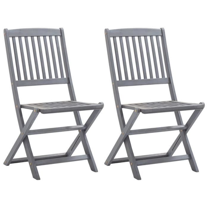 LIZ® Chaises pliables d'extérieur 2 pcs Bois d'acacia solide 48,5 x 57 x 91 cm