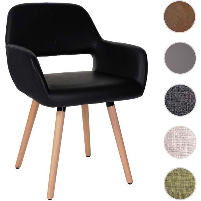 Chaise de salle à manger Altena II, fauteuil, design rétro des années 50 ~ similicuir, noir