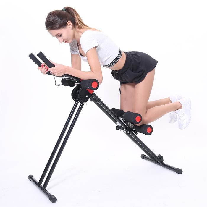 ISE Appareil Abdominal Appareil de Fitness avec 5 Niveaux de Résistance Incliné Rouge Noir
