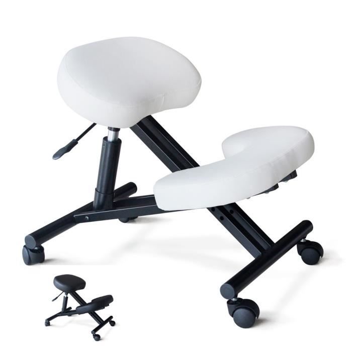 BALANCESTEEL Chaise orthopédique suédoise - En métal - Siège ergonomique - Blanc