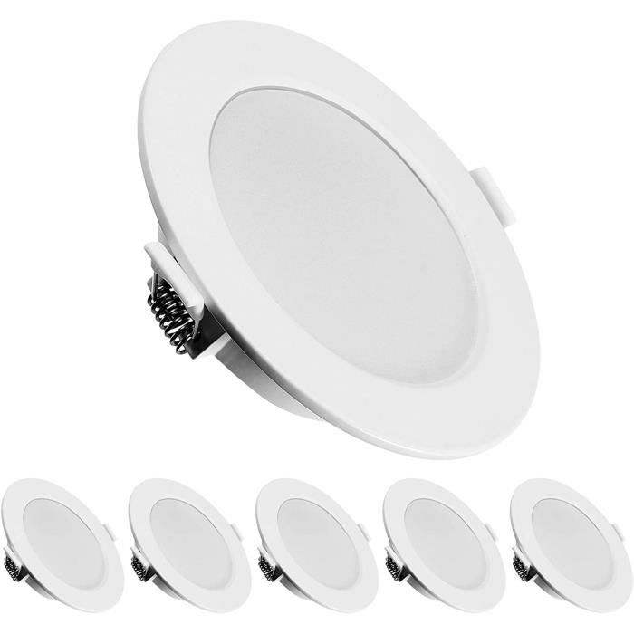KINGSO 6 Pack LED Spots Encastrables Extra Plat Ultra-mince IP44 6W 500lm Remplacer Halogegravene 60W Blanc Chaud 3000K AC 230V Spo