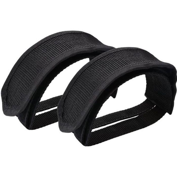 2pcs Pédale vélo sangles vélo enfants Pédale sangles bande sangles Toe Clips pour Fixed Gear Bike Noir