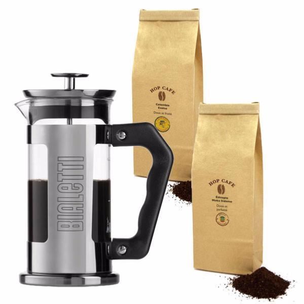 Cafetière à Piston Bialetti 1L + 500g Café Moulu Doux