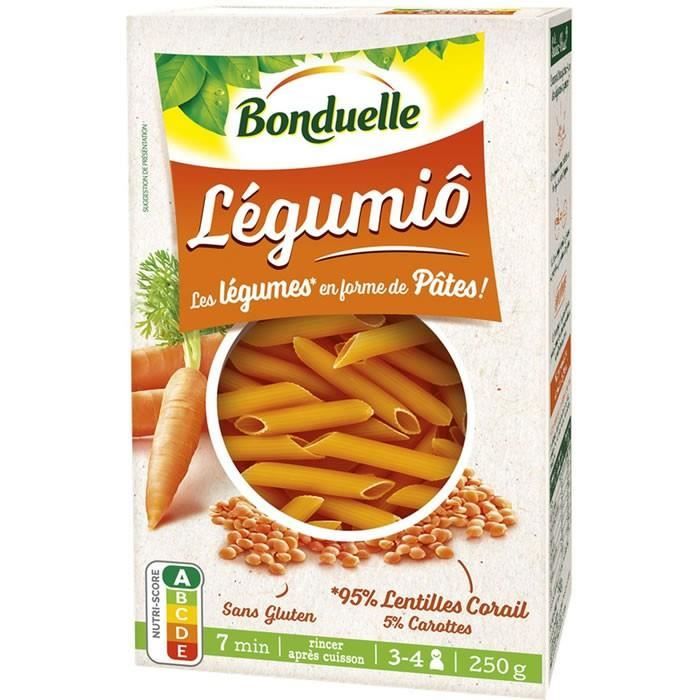 LOT DE 3 - BONDUELLE : Légumiô - Penne rigate sans gluten aux lentilles, corail et carottes 250 g
