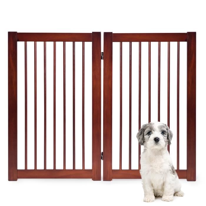 GOPLUS Barrière de Protection pour Animaux de Compagnie,2 Panneaux Pivotants,Barrière de Sécurité Pilable,112x1,8x91,5CM