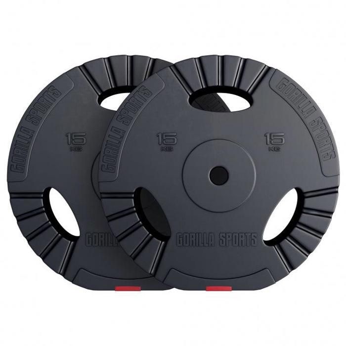 Disques de poids en plastique avec poignées - Lot de 30 KG (2 x 5 KG et 2 x 10 KG)