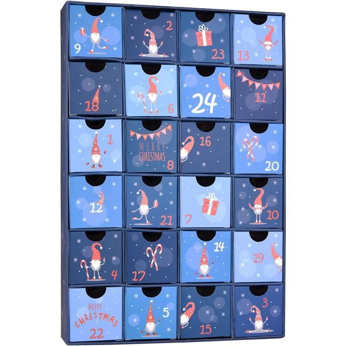 BRUBAKER Calendrier de L'Avent à Remplir - Gnomes Bleus - Calendrier de Noël à Remplir Soi-Même avec 24 Portes Pour