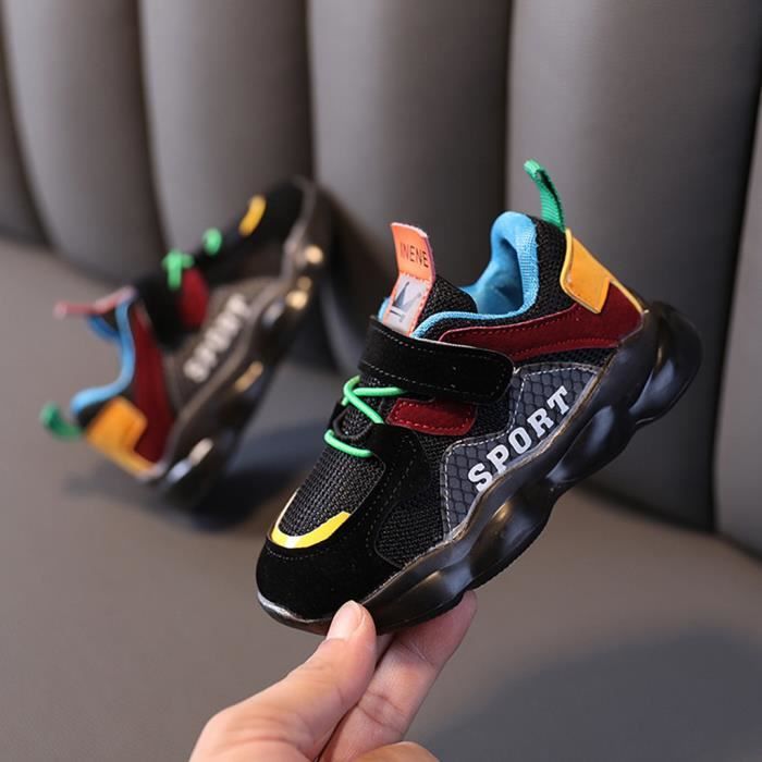 Enfant en bas âge infantile enfants bébé filles garçons maille respirant sport chaussures de course baskets Noir