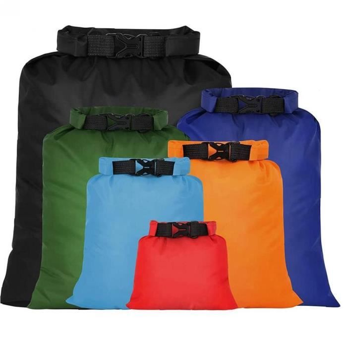 Ensemble de sacs secs imperméables de 6 pcs, combo léger avec 1,5L + 2,5L + 3,5L + 3,5 L + 5L + 8Lsacks, parfait pour le kayak de ra