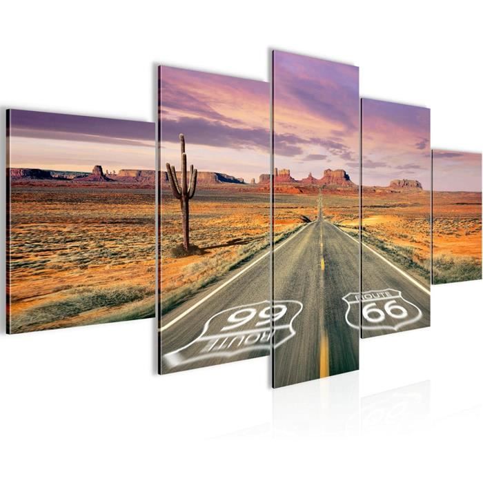 Runa art Tableau Décoration Murale Grand Canyon Route 66 taille 200 x 100 CM 5 panneaux ressemble Impression sur Toile 611351a