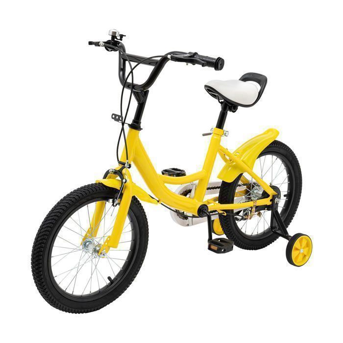 Vélo enfant - 16 pouces - OUKANING - Jaune - à Partir de 3 Ans - alliage d'acier au carbone.