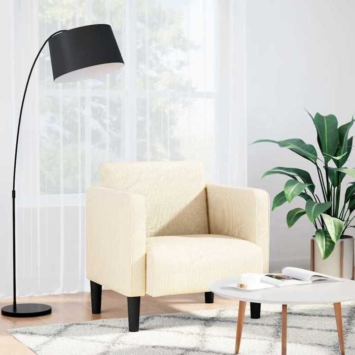 vidaXL Canapé-chaise accoudoirs crème 54 cm tissu velours côtelé canapé simple canapé confort fauteuil TV canapé siège 4100517