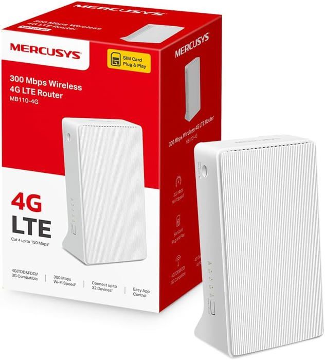 Mb110-4G Tp-Link Routeur 4G Wifi N300Mbps Box 4G Sim 4G Cat4 Vitesse JusquÀ 150Mbps Configuration Facile Clé 4G Ports DAn