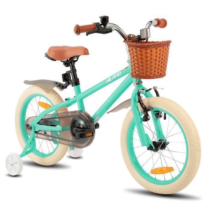 JOYSTAR Vélo pour enfants de 16 pouces pour filles et garçons de 4 à 6 ans avec dun Avec frein à pied arrière et panier，vert