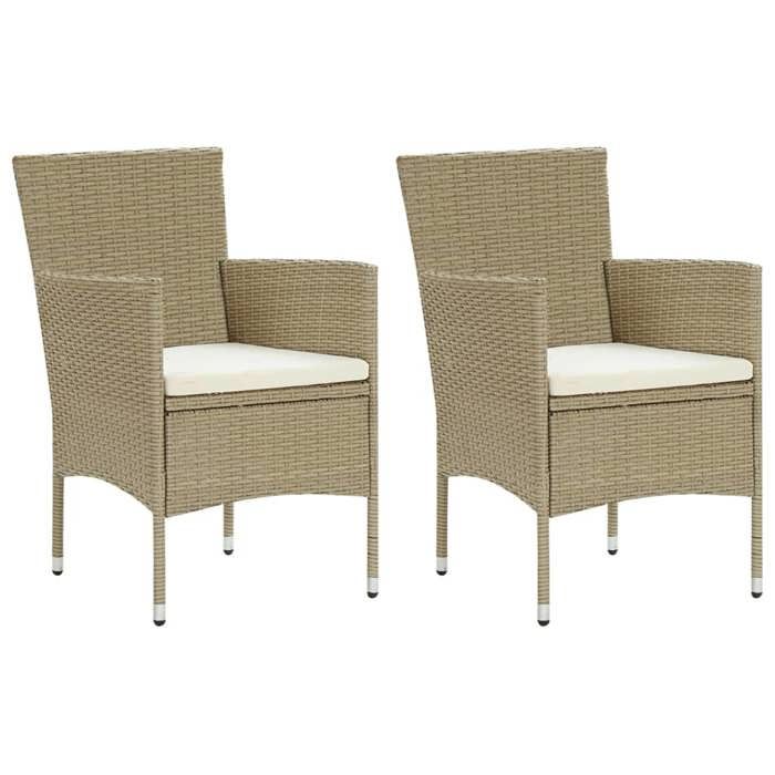 SALE 2025Chaises manger de jardin - lot de 2 - Fauteuils de Jardin - Résine tressée Beige - 53x58x84 cm126 Kg 4166