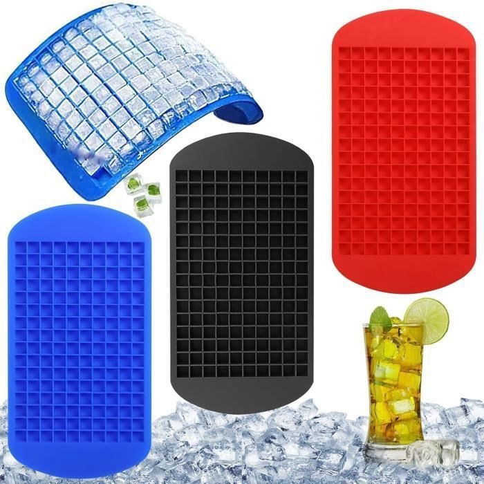 3 Mini Bacs à Glaçons Carrés En Silicone - 160 Glaçons Par Moule, -40°C à 230°C - Sans BPA, Pour Cocktail, Whisky