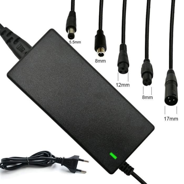 JIZZU Chargeur Adaptateur Velo Electrique, 42V Universel Trotinette pour Hoverbo