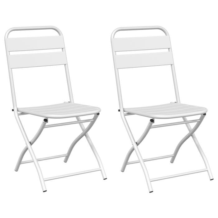 PROMOTION Anti-UV Chaises de Jardin larrière-cour - pliantes 2 pcs Blanc Acier 11453 - BestMeuble