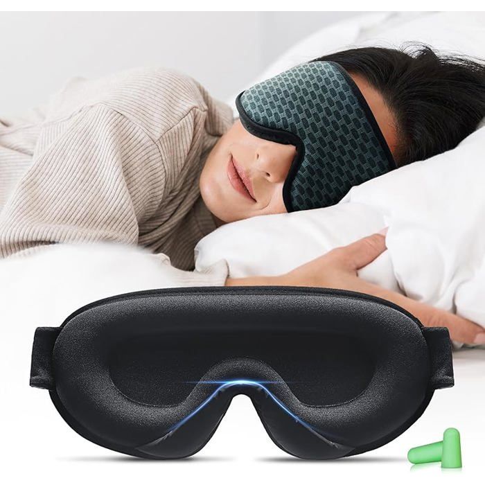 Masque De Sommeil 3D Ultra Doux - Pour Dormeurs Latéraux, Avec Bouchons D'oreilles Inclus