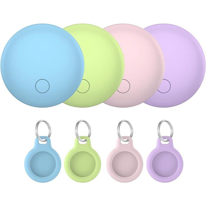 AMOROM Lot De 4 Air Tags Bluetooth - Traceur Compatible IOS Android, Sonnerie Puissante, Batterie Remplaçable Pour Clés Sac Bagage