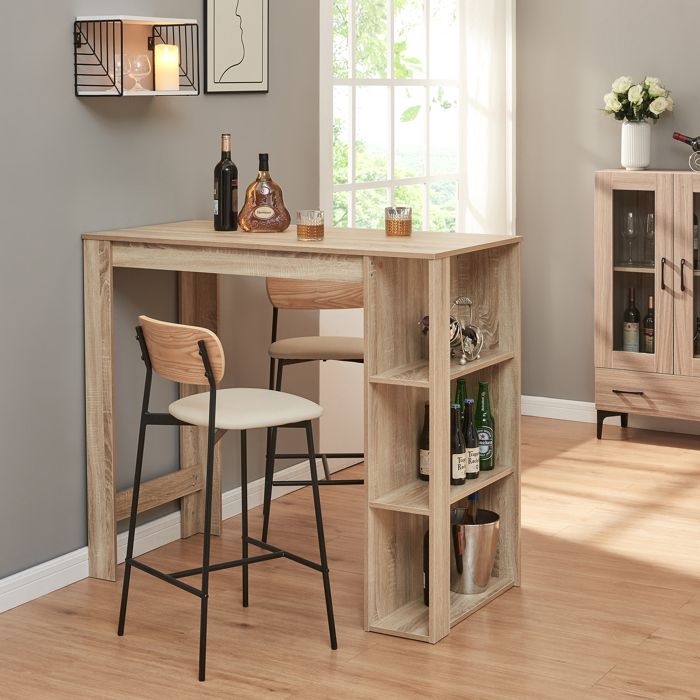 Table de Bar Danderyd 3 Étagères 120x60x106 cm Effet Chêne