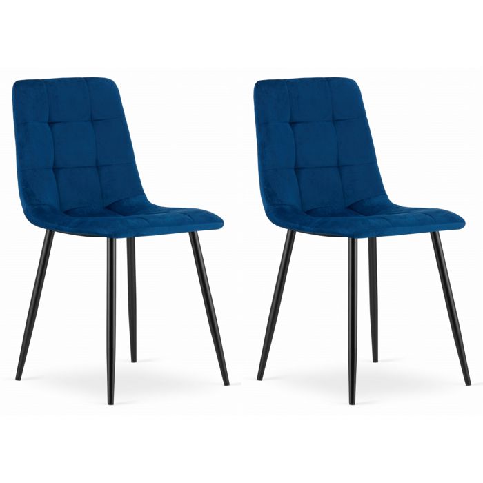 Chaise Komodee CETARA - 2 Pieces - BLEU - Tapisser en velours 51 x 45 x 87 cm Chaise Komodee CETARA - 2 Pieces - BLEU - Tapisser en velours 51 x 45 x 87 cm