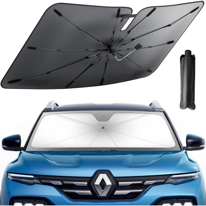 Parapluie de voiture anti-UV (taille L) - Rotation à 360 degrés - Parapluie pare-soleil pliable pour pare-brise - Protection