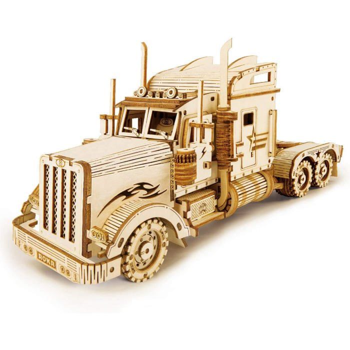 Car en Bois à Construire - 3D Puzzle Maquette Bois - Maquette mécanique pour des Enfants et des Adulte (Heavy Truck)