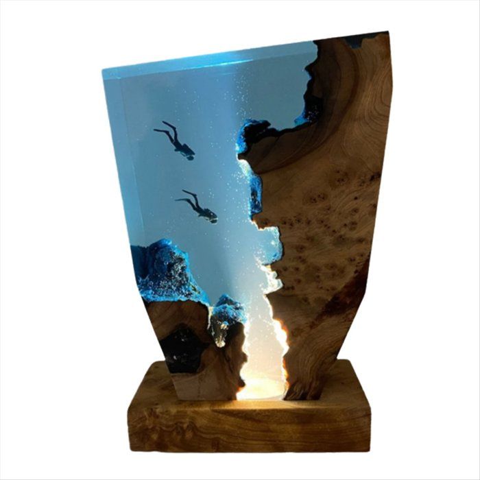 Lampe de Table en Résine à Thème DExploration des Fonds Marins 2 Plongeurs Veilleuse à Thème DExploration des Fonds Marins 6 X