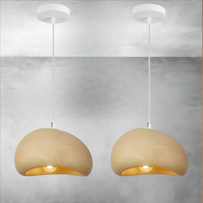 WOTTES Suspension Luminaire Moderne Créatif Jaune Lustre Design Mousse Vintage E27 Lampe 2pcs Ø30cm pour Cuisine Salle à Manger