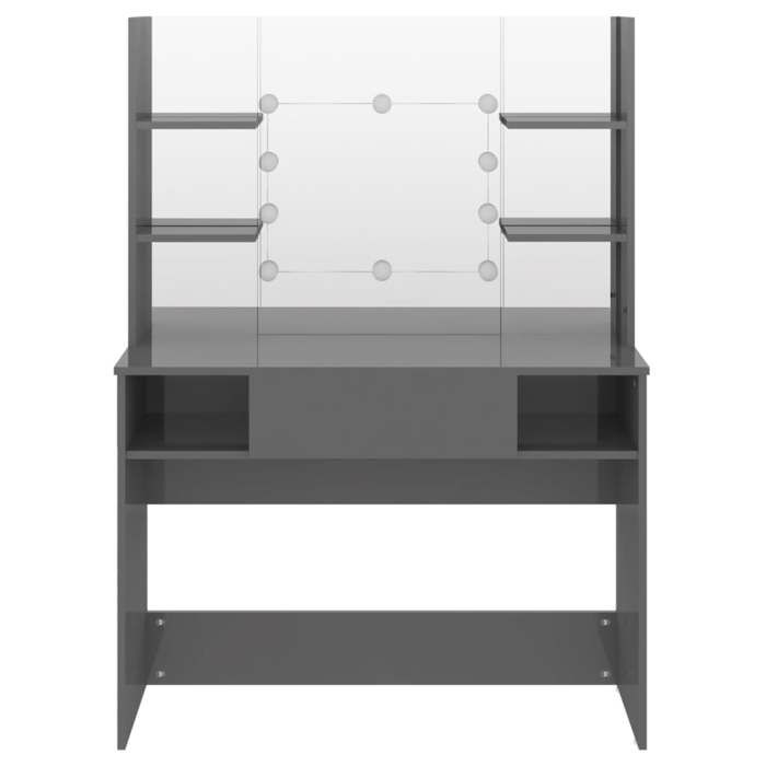 Coiffeuse avec éclairage LED - vidaxl - MDF Gris brillant - 100x40x135 cm - Éclairage LED - Miroir inclus