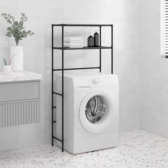Support de rangement 2 niveaux - vidaXL - Noir - Fer - 69x28x143 cm - Capacité totale 10 kg - Capacité par étagère 5 kg