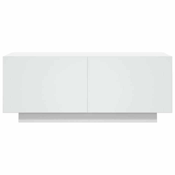 Meuble TV blanc - WIENS - 100x35x40 cm - Aggloméré - Blanc - Grand espace de rangement - Facile à nettoyer