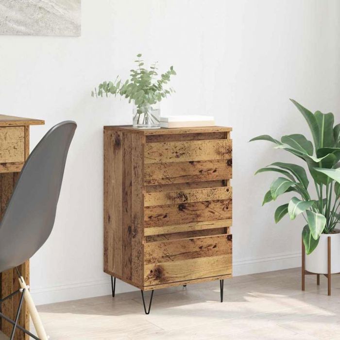 Buffet - VIDAXL - 40 x 35 x 70 cm - Bois dingénierie - Pieds en fer épingle - Tiroirs à billes