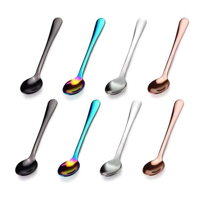 Cuillères Expresso Inox 304 7.5cm Multicolores - Dessert/Sel/Miel QIEDOVIEY