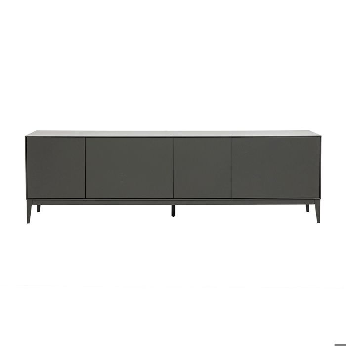 Miliboo - Meuble TV design gris laqué brillant avec rangements L180 cm GRAY