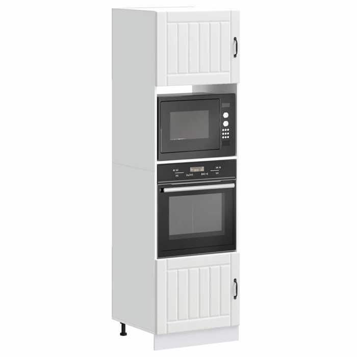 NEW 2026 Armoires de four 2 pièces Placard de cuisines Lucca Bois dingénierie blanc 60x57x207 cm L4784