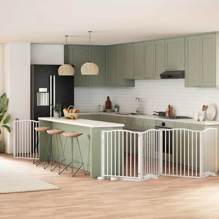 Barrière pour chien pliable - vidaXL - 6 panneaux - Blanc - Bois de peuplier - 80x90x2 cm par panneau