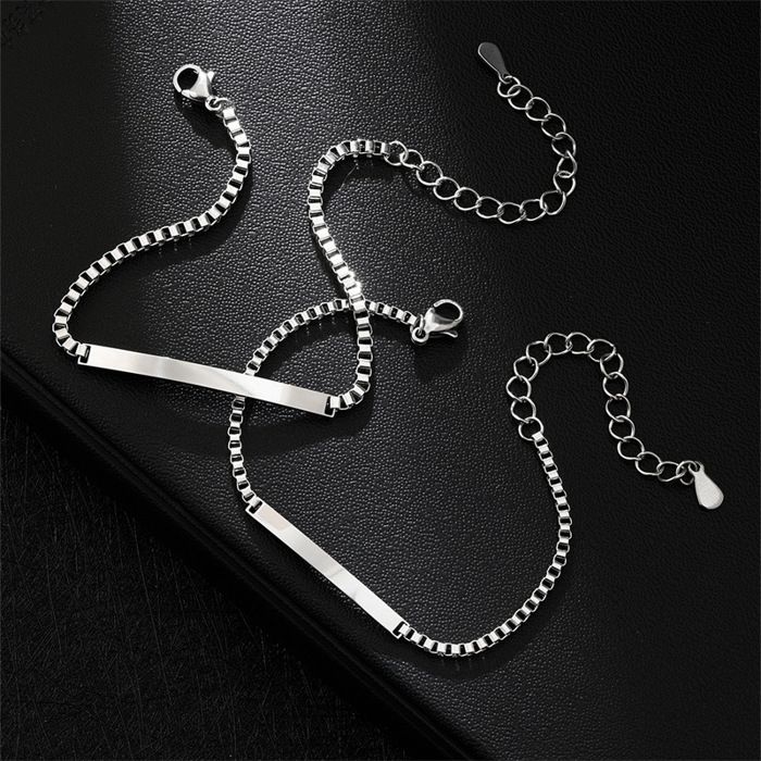 2Pcs Cadeau Couple XJYDNCG Bracelet Couple Argenté