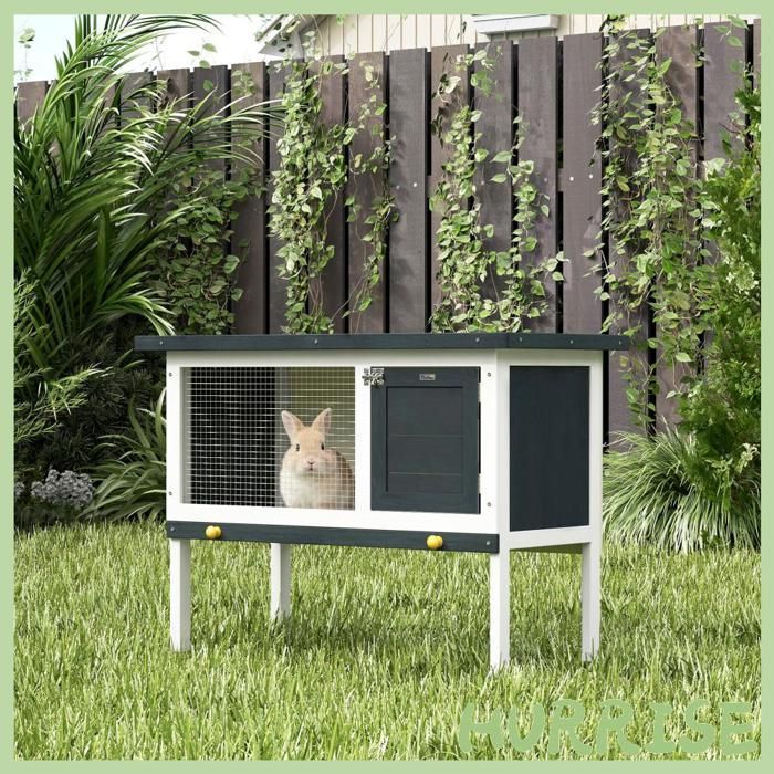 Comparer les prix de Cocosity Clapier Sur Pied Cage À Lapin Avec Niche Intérieur Toit Ouvrant Porte Verrouillable 90 X 45 X 65 Cm Gris Foncé Blanc