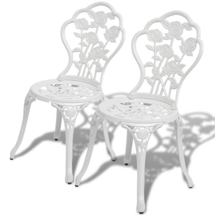 Blanc Chaises de bistro lot de 2 Aluminium coulé Blanc - SIEGE de jardin H17682
