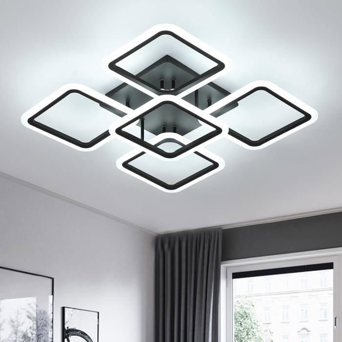 Plafonnier LED moderne - CACTOSE - 5 lampes carrées - Lumière blanche froide 6500K - Dimensions 60 5x60 5x11 5 cm Plafonnier LED moderne - CACTOSE - 5 lampes carrées - Lumière blanche froide 6500K - Dimensions 60 5x60 5x11 5 cm