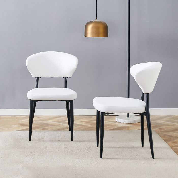 Chaise à manger ergonomique minimaliste blanche avec appui-dos courbé confortable dans le design ouvre une nouvelle posture assise