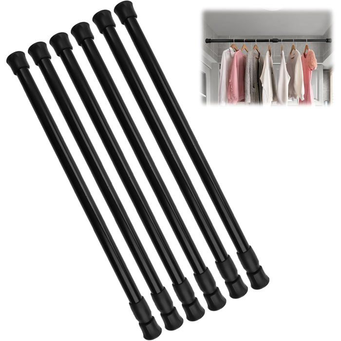 6 Pièces tringle rideau extensible 30-50 cm acier au carbone sans perçage antidérapant pour fenêtre armoire placard .