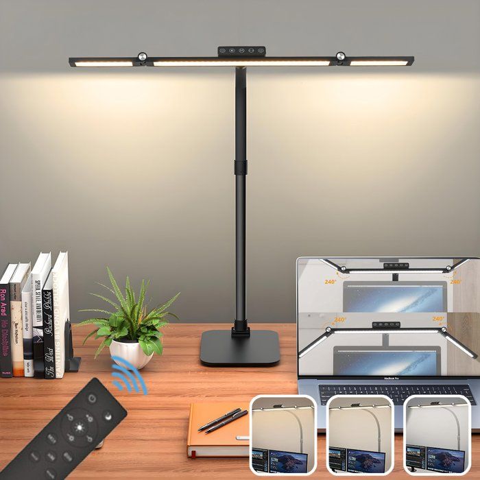 24W Lampe de Bureau LED Puissante 2200LM Col de Cygne Flexible 5 Tons&5 Luminosités Fonction Minuterie et Mémoire télécommande