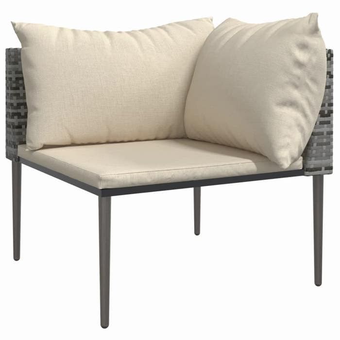 Sofa - Canapé dangle de jardin avec coussins - vidaXL - résine tressée - gris - 70 x 70 x 65 cm - 59 x 59 cm - modulable 4117879